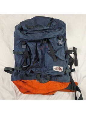 Vintage The North Face Backpack Blue Orange Hiking Camping Outdoors Trails